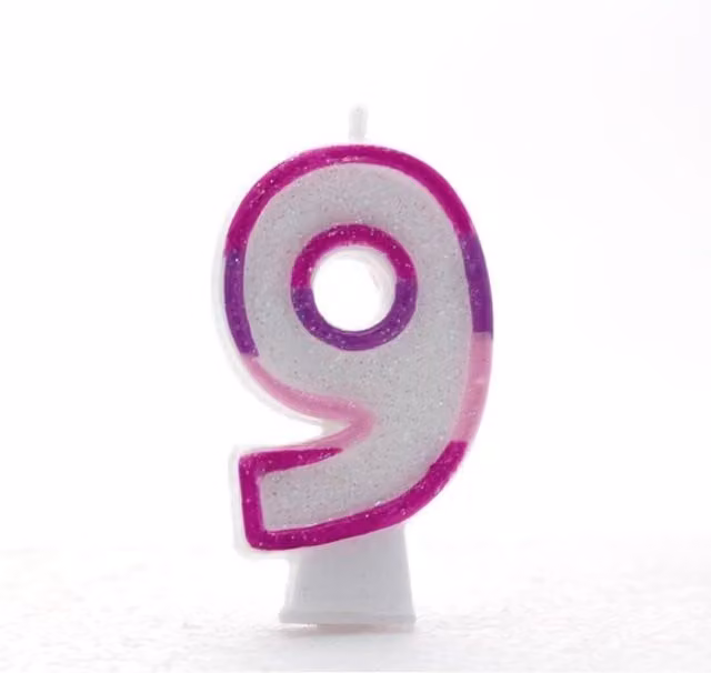 KDMD Pack of 20 Pink Number 9 Figure Candles for Birthday Tabletop Decor