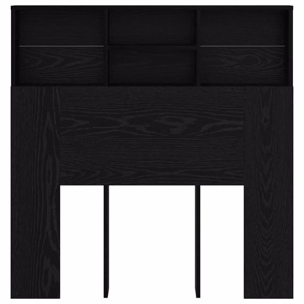 Berkfield Home Modern Headboard Cabinet in Black Oak with Integrated Bedside Shelf, W/D/H: 100 x 19 x 103.5 cm – 4