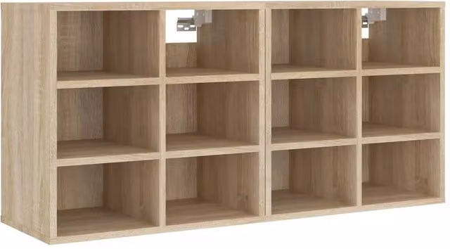 Berkfield Home Set of 2 Sonoma Oak Shoe Cabinets in Light Tan, W/D/H: 52.5 x 30 x 50 cm