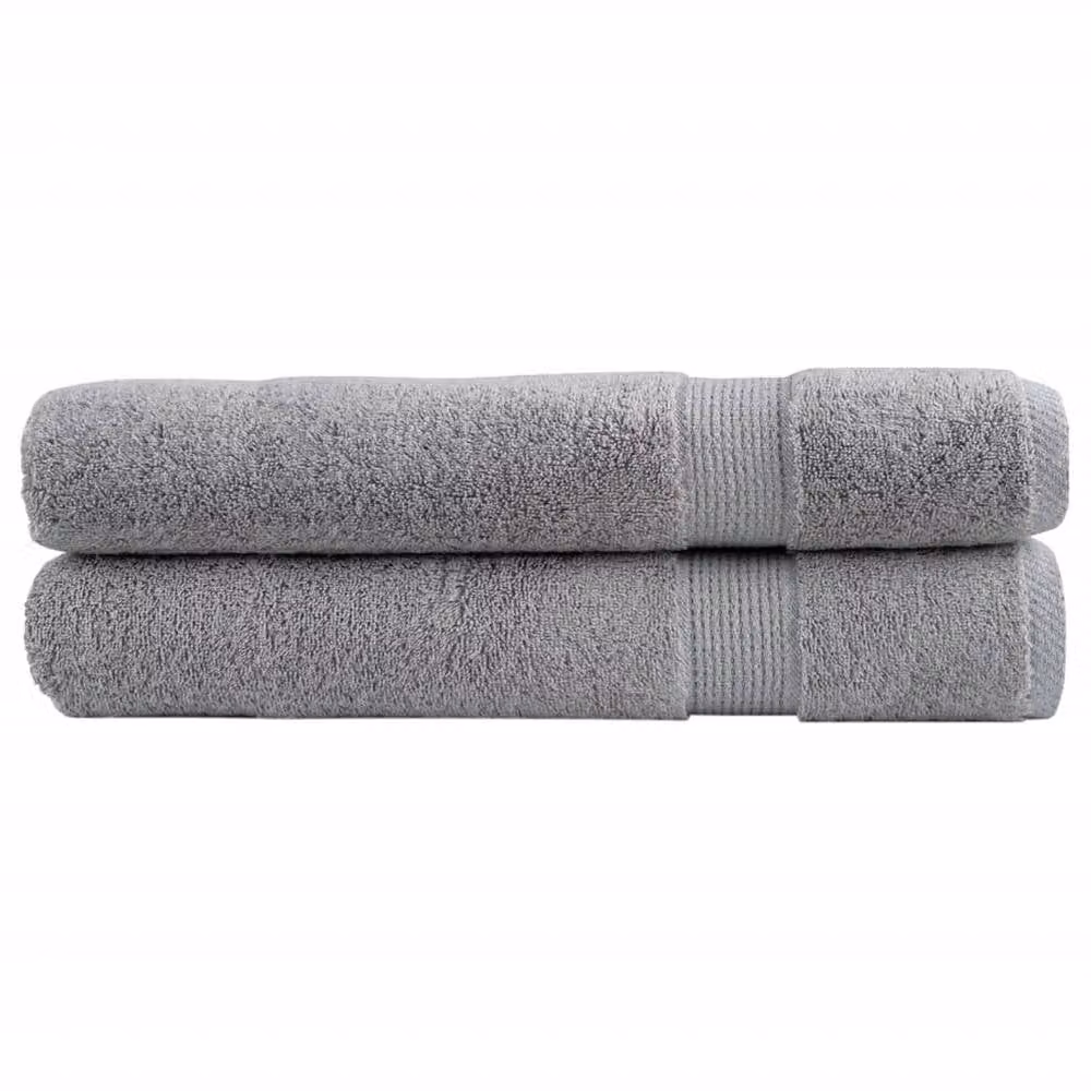Berkfield Home SOLUND Premium Cotton Terry Towels, 2 Pack, Grey, W: 100 cm, L: 200 cm, 600gsm – 2