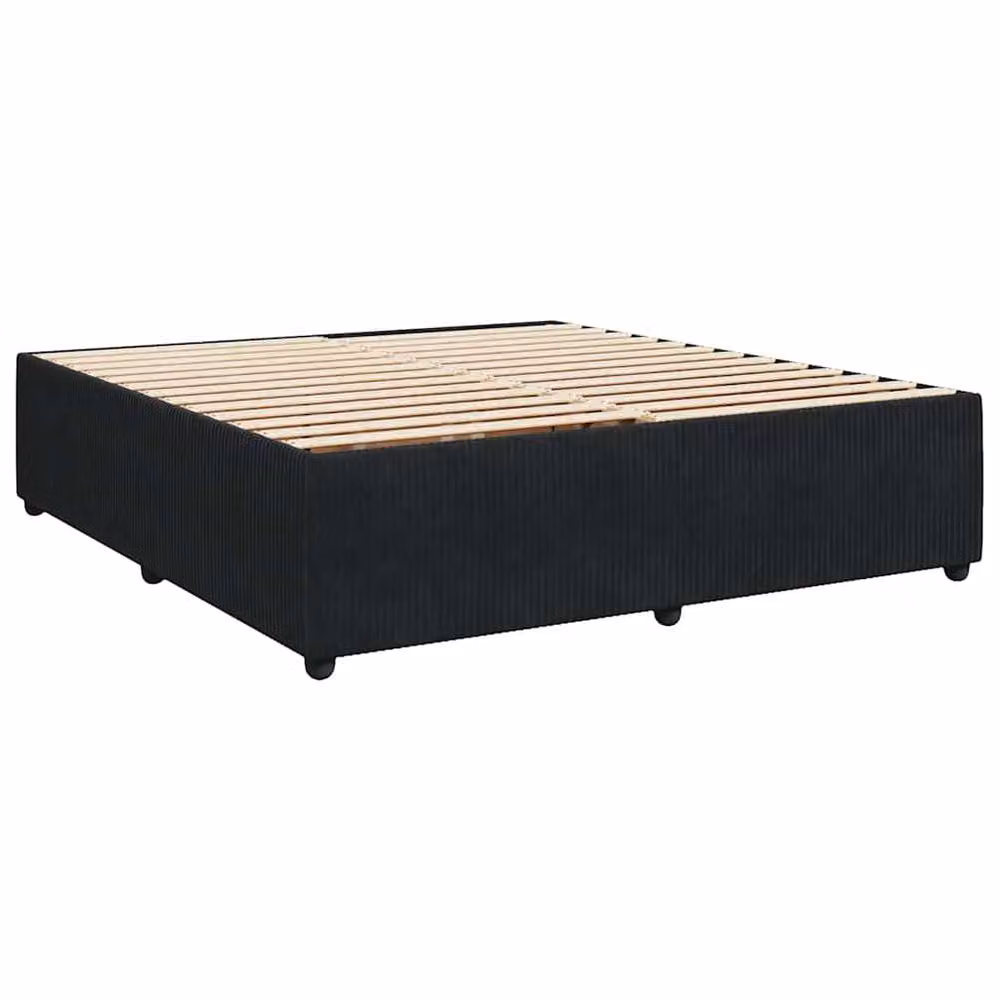 Berkfield Home Super King Upholstered Velvet Bed Frame in Black, 200 x 200 cm – 3