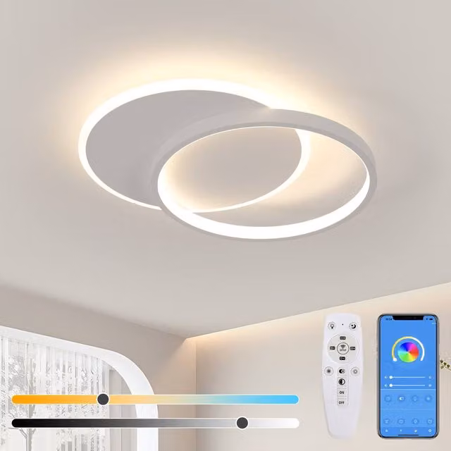COMELY Modern Round Dimmable LED Ceiling Light, 32W, White