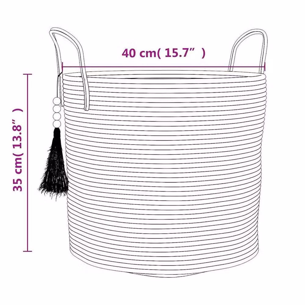 Berkfield Home Brown Cotton Storage Basket W: 40 cm, D: 35 cm, H: 35 cm – 4