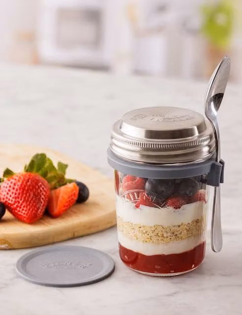 Kilner Set of 2 Airtight Glass Breakfast Jars, Transparent, 0.35 l each