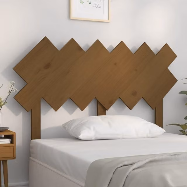 Berkfield Home Rustic Solid Wood Pine Bed Headboard, Honey Brown, W: 122.5 cm, D: 3 cm, H: 80.5 cm