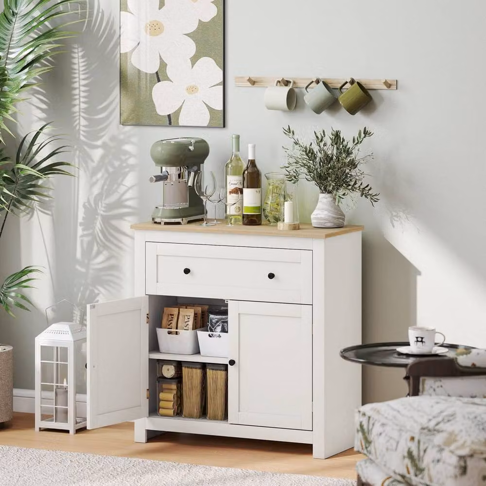 Wyld Haus Viso Cream White Sideboard with Drawer and Adjustable Shelf – 3