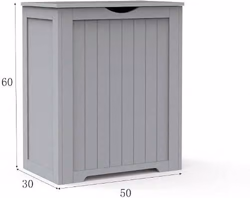 Hygrad Large Wooden Shaker Style Laundry and Toy Storage Basket in Grey, W/D/H: 60.0 x 50.0 x 30.0 cm – 3