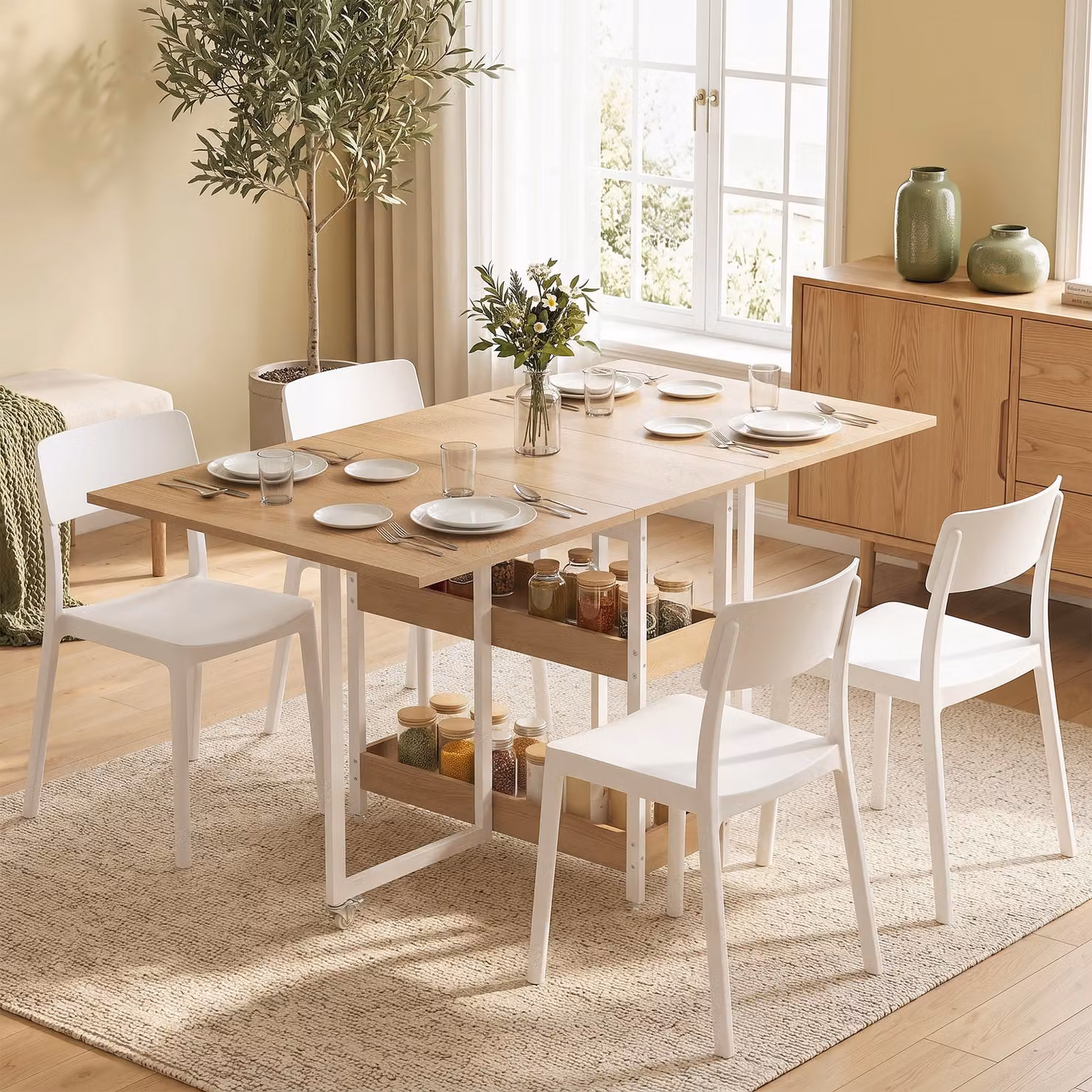 HOMCOM Four-Person Butterfly Drop Leaf Dining Table in Brown Wood-Effect – 2