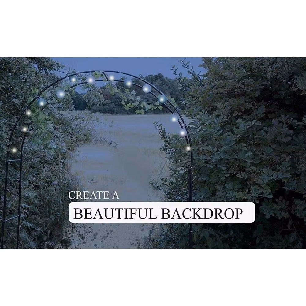 FLAVORA Heavy Duty Metal Garden Arch Climbing Frame in Black, H 240 cm x W 100 cm x D 15 cm – 5