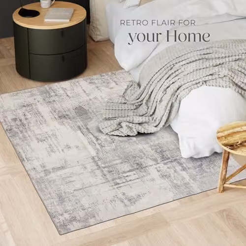 tectake Cosy Rug with Faded Abstract Pattern in Beige and Grey, W/D/H: 120 x 170 cm – 3