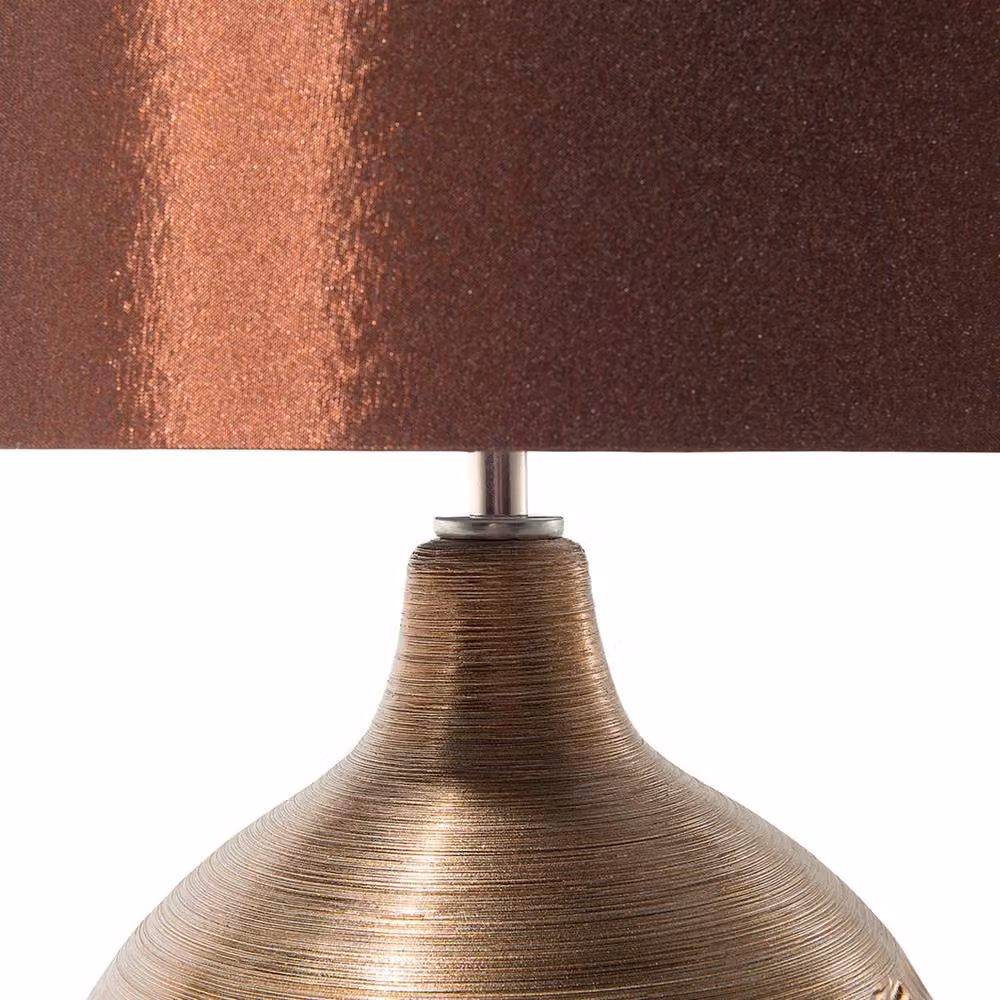 Wyld and Coco Teardrop Ceramic Table Lamp in Brown with Fabric Shade, Height: 43 cm – 4