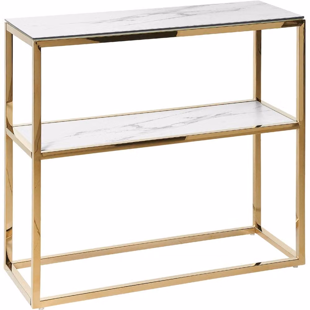 Wyld Haus White and Gold Console Table with Tempered Glass and Stainless Steel W/D/H: 78 x 30 x 30 cm – 2