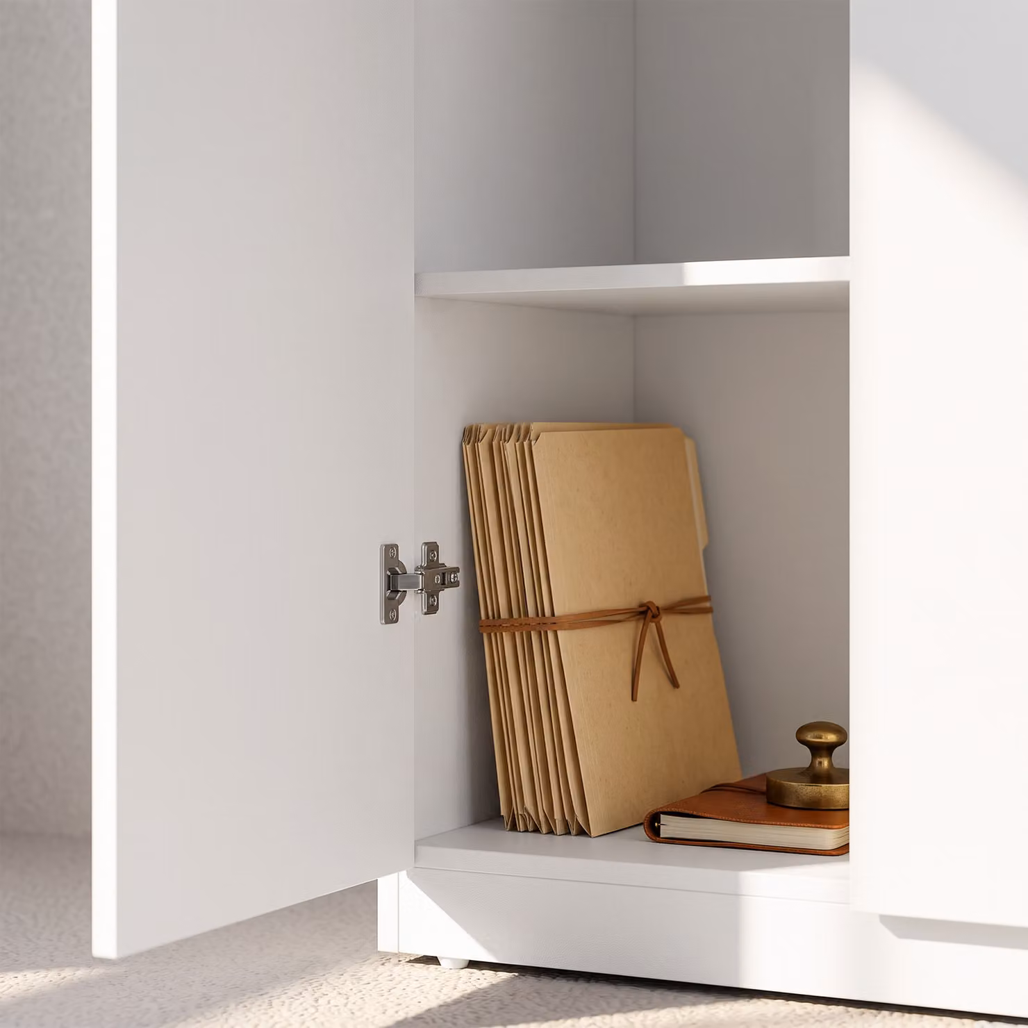 HOMCOM Modern White Wooden 3-Tier Storage Cabinet with Soft Close Hinged Doors, Height: 120 cm, Width: 60 cm, Depth: 31.5 cm – 3