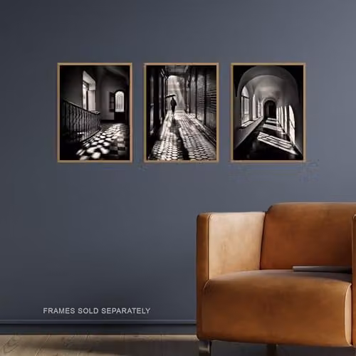 Artery8 Set of 3 Black and White Geometric Pattern Abstract Photograph Paper Poster Prints, W: 21.0 cm, H: 29.7 cm – 2