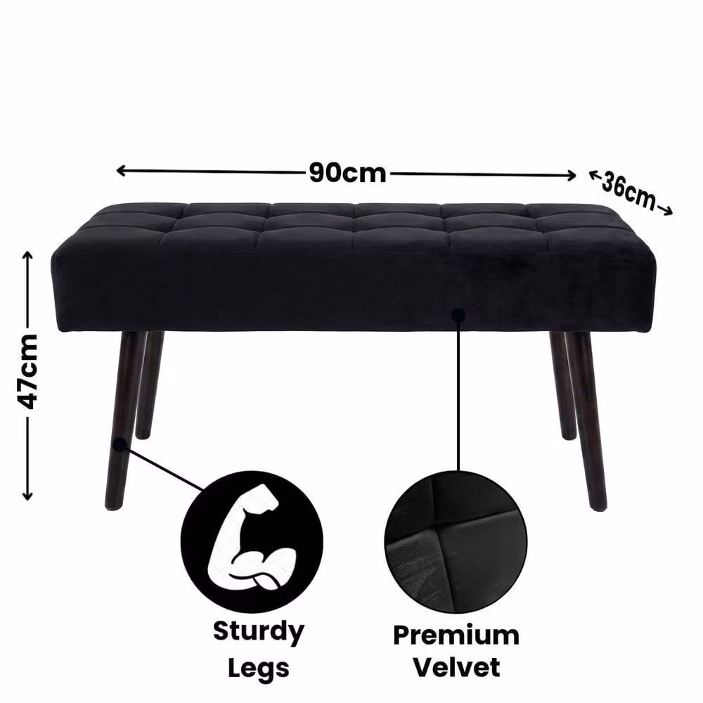 KOSY KOALA Industrial Dining Table Set with 2 Black Chairs and 2 Benches in Brown and Black – 6