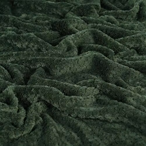 Dreamscene Green Fleece Waffle Throw, Soft Fluffy Faux Fur Blanket, W/D/H: 125 x 150 cm – 3