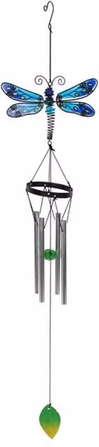 KDMK Blue Spotted Dragonfly Metal Hanging Windchime for Indoor or Outdoor Use