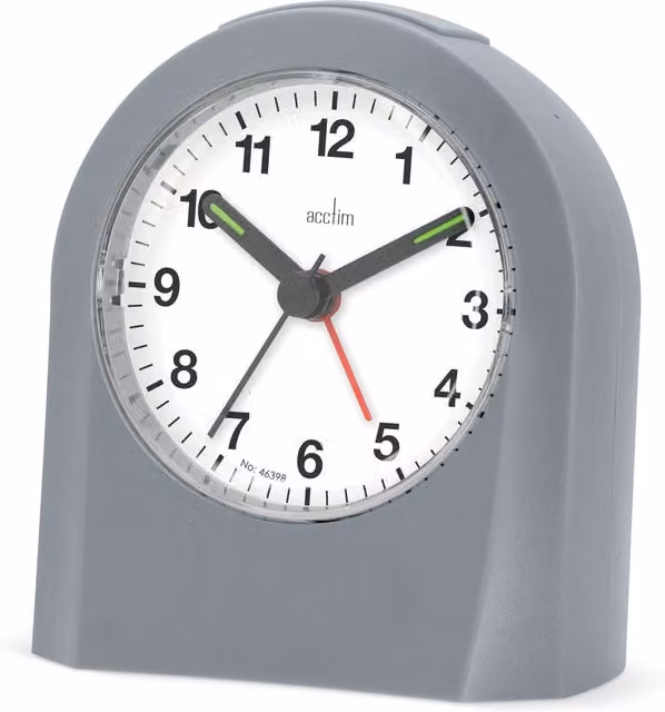 Acctim Palma Grey Analog Tabletop Alarm Clock with Snooze and Illumination