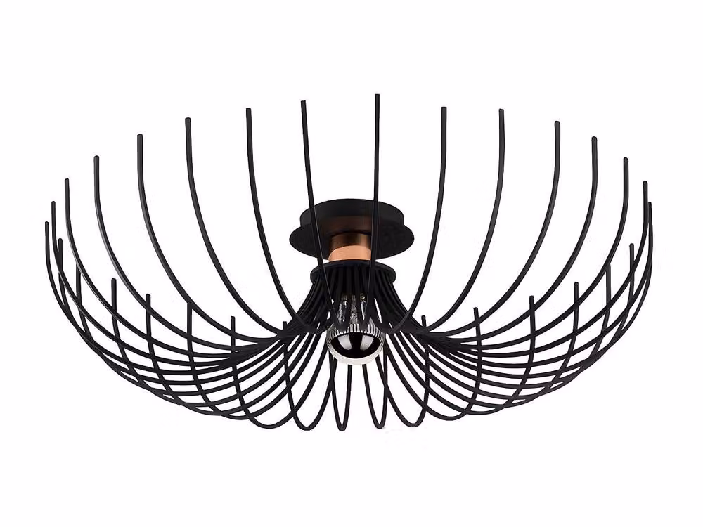 Vente-unique Aspendos Metal Wire-Frame Ceiling Light, Black, D56 x H16 cm – 2