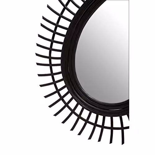 Premier Housewares Teardrop Black Rattan and Wood Wall Mirror – 3