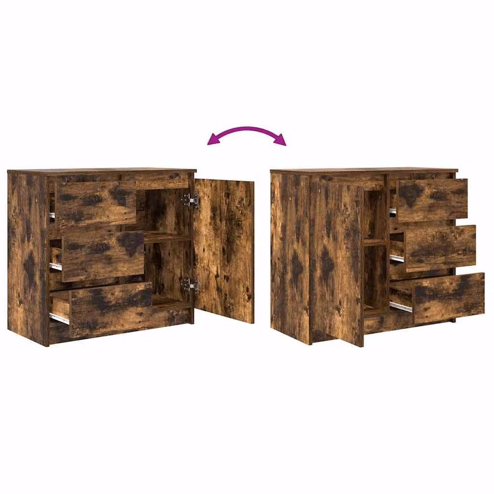 Berkfield Home Smoked Oak Sideboard with Drawer in Brown, W/D/H: 71 x 35 x 65 cm – 5