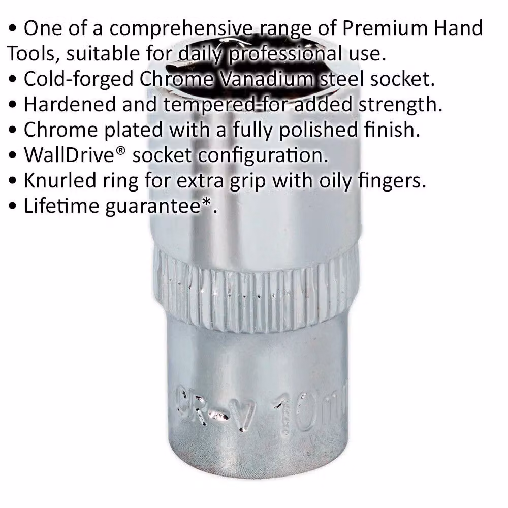 Loops 10mm Forged Steel 1/4 inch Square Drive Socket in Silver Chrome Vanadium – 2
