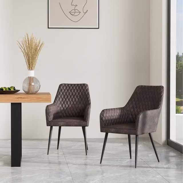 More4Homes Ella Modern Fabric Dining Chair Set of 4 in Brown