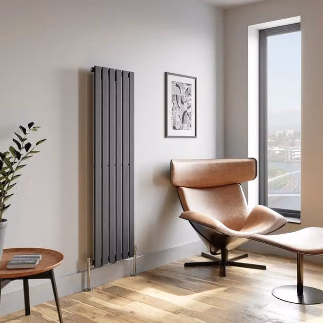Temprazo Horizontal Single Flat Panel Designer Radiator in Anthracite Grey, W: 760 mm, H: 600 mm, D: 45.5 mm