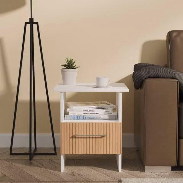 Ready Assembled 2 U Gloucester Bottom Drawer Lamp Table in White