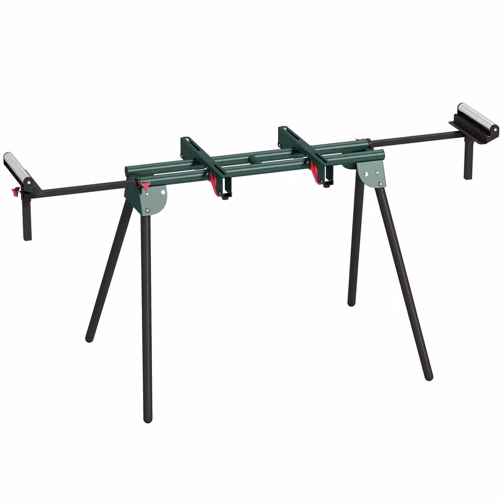 HOMCOM Universal Mitre Saw Stand with Adjustable Rollers and Support Arms in Green – 2