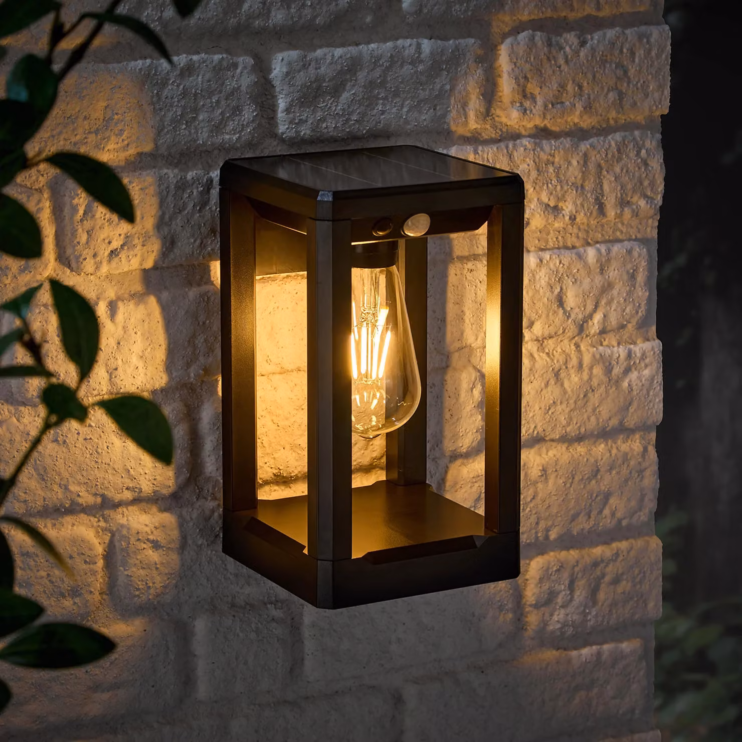 Ashford Modern Black Solar LED Wall and Stake Garden Light with Motion Sensor and Warm White Light