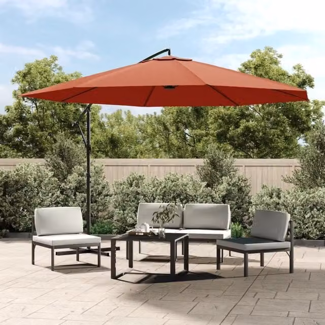 Berkfield Home Cantilever Garden Umbrella with Aluminium Pole, Brown, 350 cm – 1