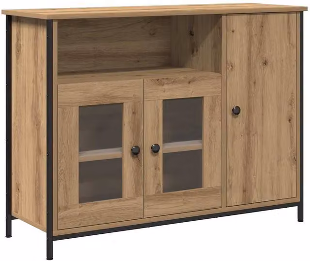 Berkfield Home Artisan Oak Sideboard in Brown, W/D/H: 100 x 35 x 75 cm