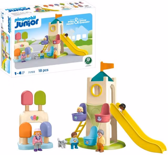 Playmobil Junior Adventure Tower with Ice Cream Booth in Pink and Multicolour