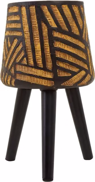 Orsina Darnell Geometric Round Tabletop Planter in Black and Multicolour