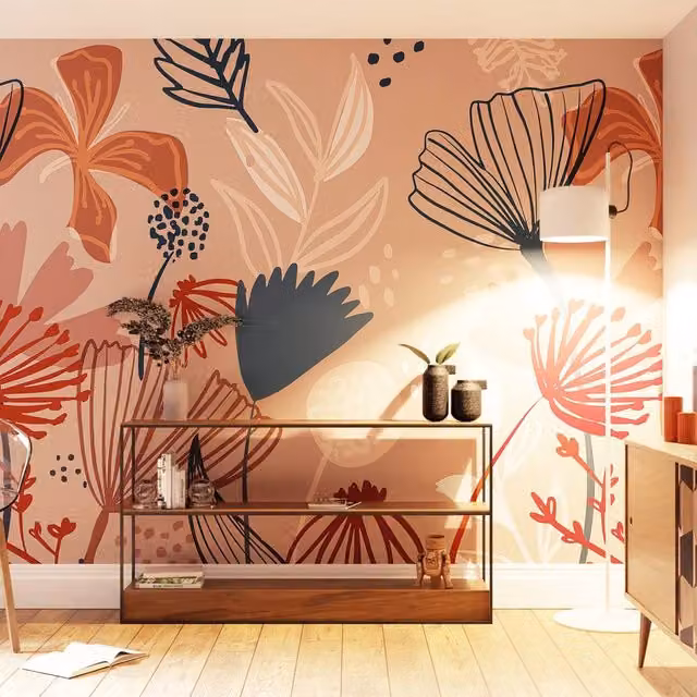 Superfresco Easy Scandi Floral Pink Wall Mural W: 3 m, H: 2.8 m