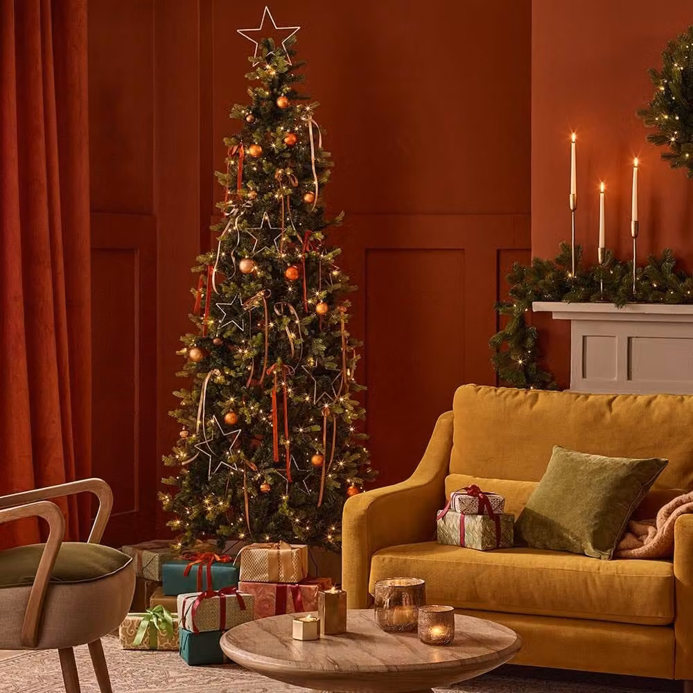 Atkin & Thyme St. Moritz Pre Lit Christmas Tree with 400 Warm White LEDs, Green