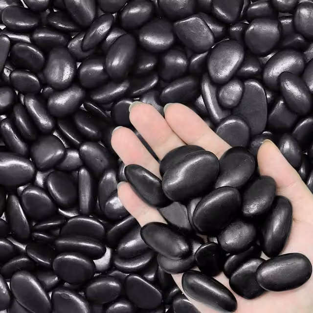 Trans-Pal Nero Ebano Black Natural Polished Decorative Stone Pebbles