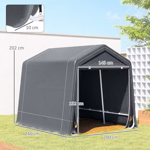 Outsunny Waterproof Outdoor Garden Storage Shed with Single Door in Grey – 7