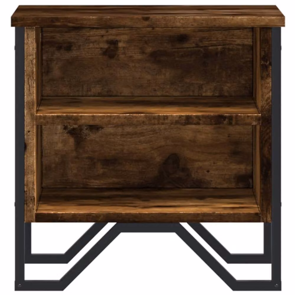 Berkfield Home Set of 2 Smoked Oak Bedside Cabinets in Brown, W/D/H: 40 x 30 x 40 cm – 4