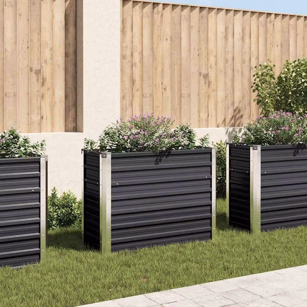 Berkfield Home Garden Anthracite Galvanised Steel Raised Bed, Black, W/D/H: 100 x 40 x 77 cm – 2