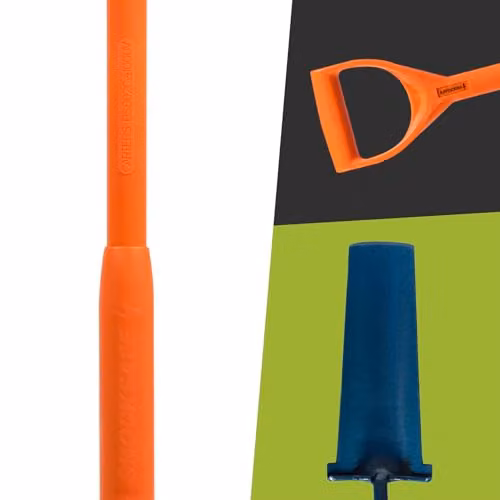 PDL Pegdev Shocksafe Insulated Newcastle Drainer Grafter Spade, 16 inch BS8020 Threaded Shovel for Deep Trenches, Channels and Post Holes in Blue and Orange – 2