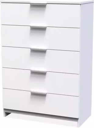 Welcome Furniture Plymouth 5 Drawer Chest of Drawers in White