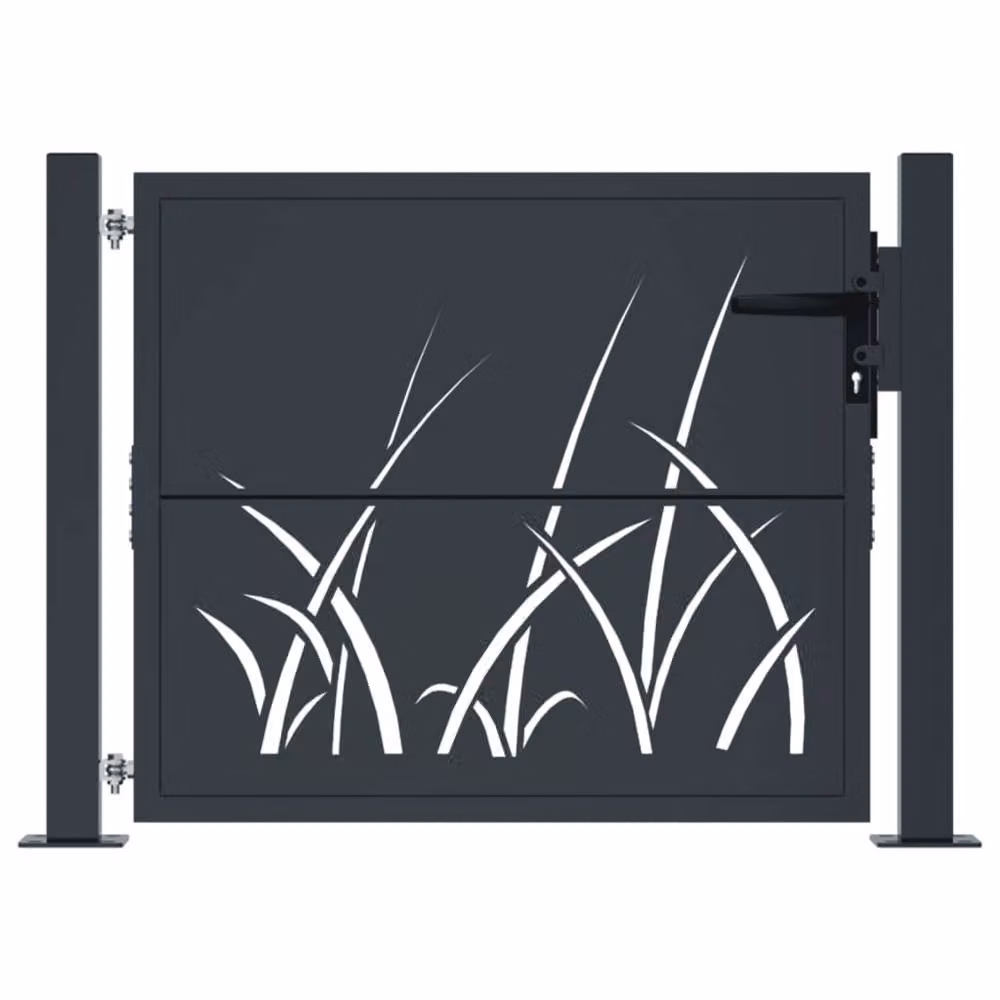 Berkfield Home Anthracite Steel Garden Gate with Grass Design W/H: 105 x 105 cm – 3
