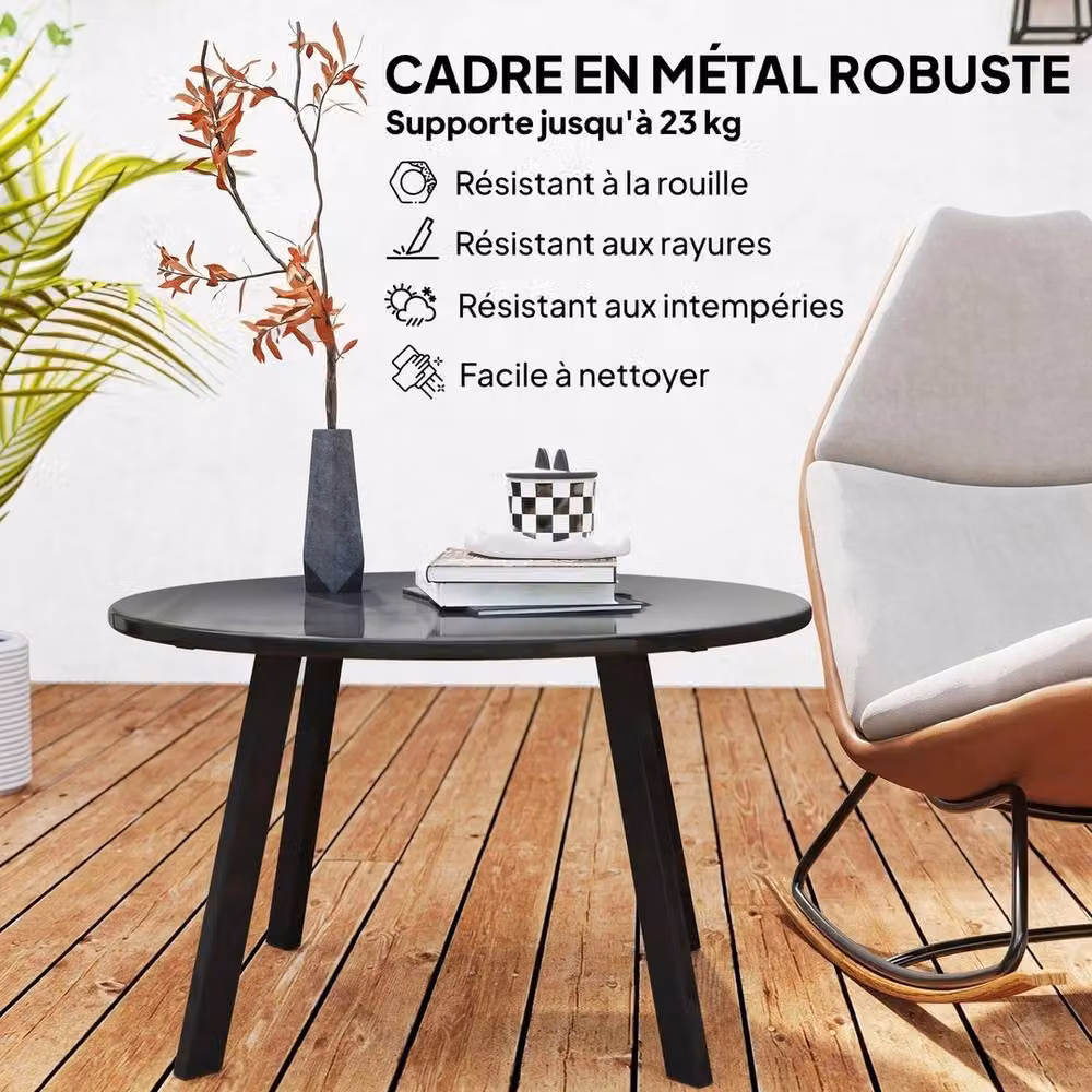 FORGEVIO Round Industrial Coffee Table in Black, Diameter: 70 cm, Height: 42 cm – 4