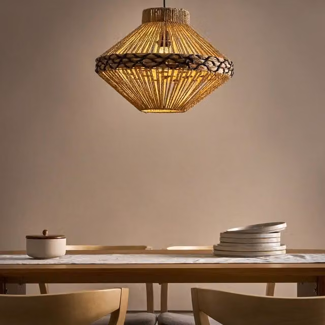 Wyld and Coco Boho Paper Rope Pendant Lamp in Natural Beige – 1