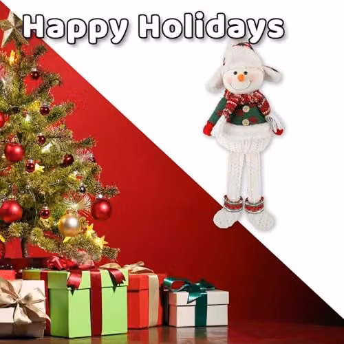 VFM e-Store Christmas Standing Snowman Decoration in White and Red, H 51.5 cm x W 23.5 cm – 5