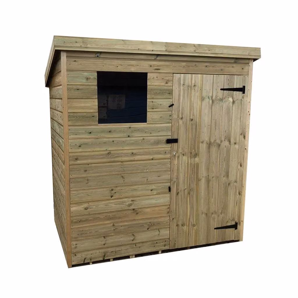 Marlborough Pressure Treated Pent Garden Shed with Single Door in Natural Wood – 3