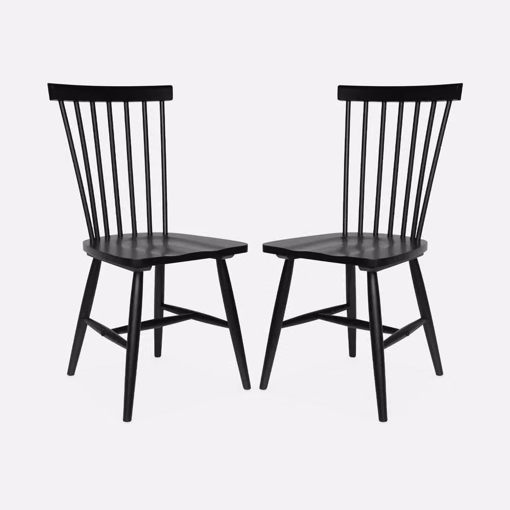 sweeek Pair of Black Rubberwood Dining Chairs – 2