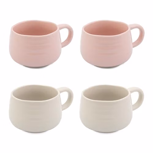 Jamie Oliver Big Love White and Pink Speckled Stoneware Mug Set, 4pc, 375ml each, W/D/H: 13 x 10 x 7 cm – 1